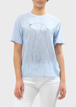 Голубая футболка Emporio Armani с рисунком собаки, фото