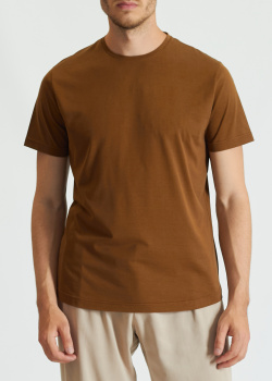 Коричневая футболка Loro Piana из смеси шелка с хлопком, фото