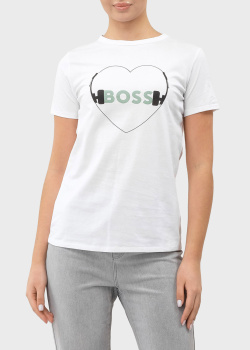 Белая футболка Hugo Boss с логотипом, фото