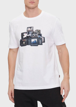 Белая футболка Hugo Boss с изображением, фото