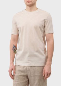 Бежева футболка Hugo Boss з геометричним візерунком, фото