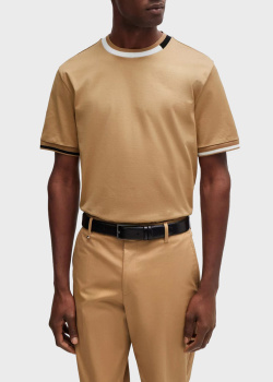 Мужская футболка Hugo Boss бежевого цвета, фото