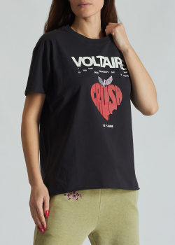 Чорна футболка Zadig & Voltaire з принтом на спині, фото