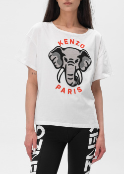 Біла футболка Kenzo з малюнком слона, фото