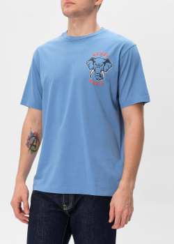 Голубая футболка Kenzo с изображением слона, фото