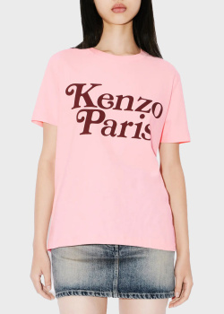 Розовая футболка Kenzo с фирменным принтом, фото