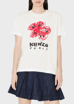 Белая футболка Kenzo с рисунком, фото