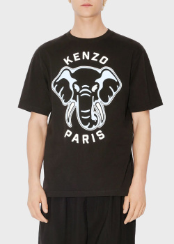Чорна футболка Kenzo з малюнком слона, фото