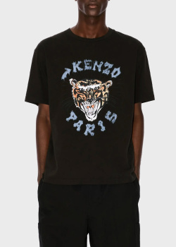 Черная футболка Kenzo с рисунком тигра, фото