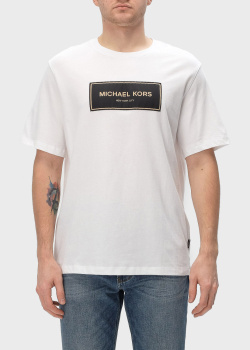 Белая футболка Michael Kors с брендовой нашивкой, фото
