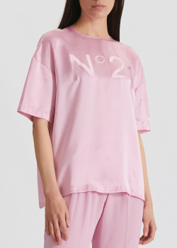 Розовая футболка N21 с крупным логотипом, фото