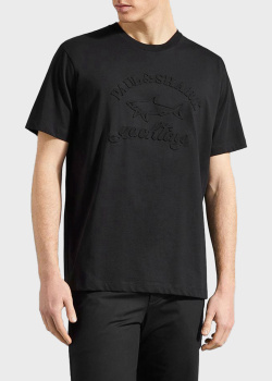 Черная футболка Paul&Shark с фактурным логотипом, фото
