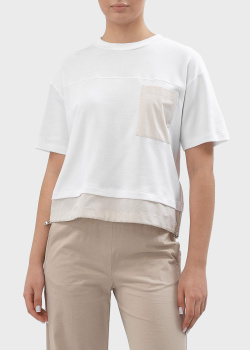 Белая футболка Peserico Cappellini с накладным карманом, фото
