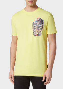 Желтая футболка Philipp Plein с черепом, фото