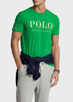Футболка з бавовни Polo Ralph Lauren зеленого кольору, фото