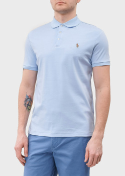 Голубая тенниска Polo Ralph Lauren с брендовой вышивкой, фото