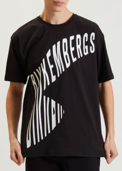 Чорна футболка Bikkembergs з брендовим написом, фото