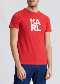 Красная футболка Karl Lagerfeld с логотипом, фото