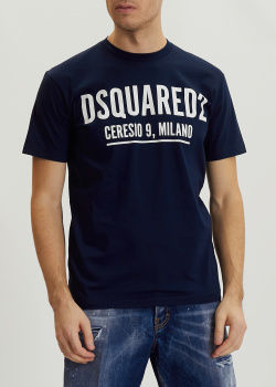 Чоловіча футболка Dsquared2 з брендовим принтом., фото