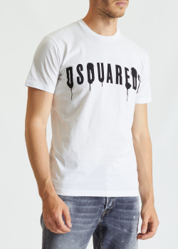 Белая футболка Dsquared2 с фирменной надписью, фото