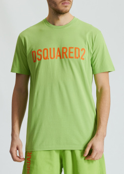 Салатовая футболка Dsquared2 с принтом, фото