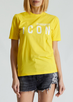 Желтая футболка Dsquared2 Icon с принтом, фото