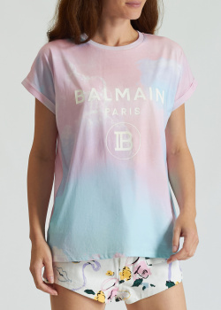 Хлопковая футболка Balmain с абстрактным принтом, фото