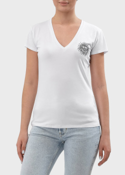 Белая футболка Twin-Set Actitude с V-образным вырезом, фото