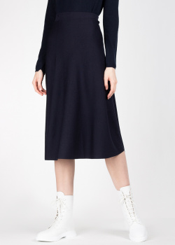 Темно-синяя юбка Allude средней длины, фото