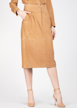 Замшевая юбка Alberta Ferretti коричневого цвета, фото