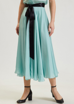 Шелковая юбка Alexandre Vauthier с контрастной лентой, фото