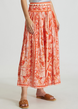 Льняная юбка Zimmermann с растительным принтом, фото