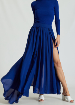 Шелковая юбка Balmain синего цвета, фото