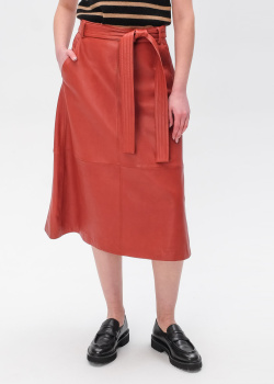 Кожаная юбка Hugo Boss красного цвета, фото