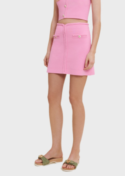 Розовая юбка Maje с плетеными деталями, фото