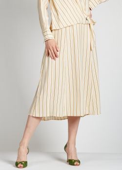 Шелковая юбка Rag & Bone белого цвета в полоску, фото