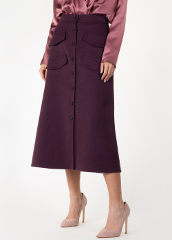Шерстяная юбка-миди Rochas фиолетового цвета, фото