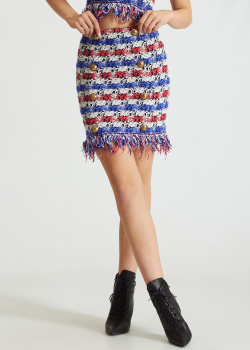 Разноцветная юбка Balmain из твида, фото