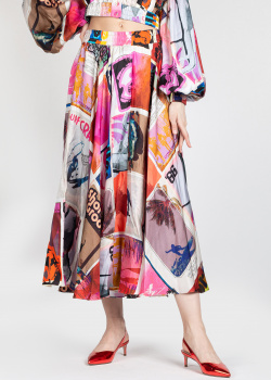 Шелковая юбка Zimmermann с ярким принтом, фото