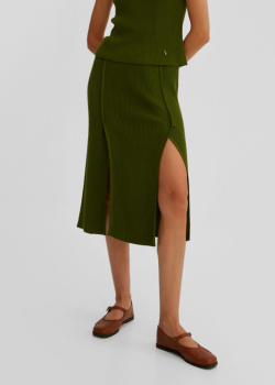 Трикотажная юбка GD Cashmere темно-зеленого цвета, фото