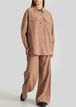Коричневый костюм Pinko с широкими брюками, фото