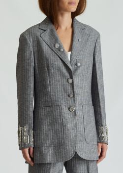 Пиджак с декором Ermanno Scervino из смеси хлопка и льна, фото