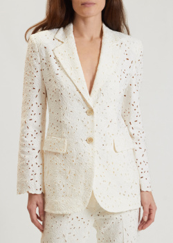 Белый пиджак Ermanno Sсervino с ажурной вышивкой, фото