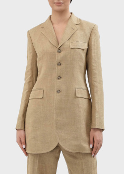 Приталенный пиджак Polo Ralph Lauren из смеси шелка и льна, фото