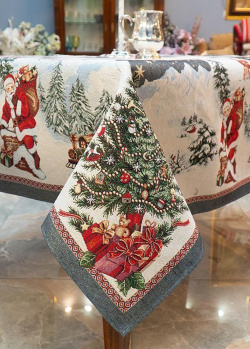 Скатерть с тефлоновой пропиткой Villa Grazia Рождественский сюрприз 140х140см, фото