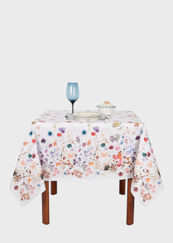 Скатерть из хлопка с цветочным узором Villa Grazia Premium Акварель 160x240см, фото