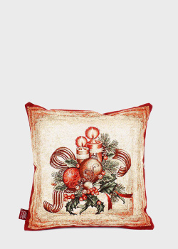 Новогодняя наволочка из плотного гобелена Villa Grazia Premium Рождественские звезды 45х45см, фото