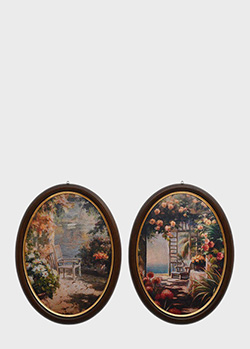 Набір із 2-х картин Decor Toscana Літній сад 60х80см у формі медальйонів, фото