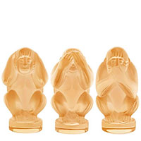Комплект из трех фигурок Lalique Box Clear Set of 3 Monkeys Мудрость, фото