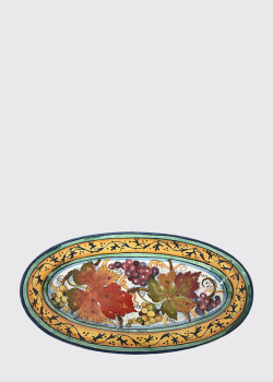 Декоративная настенная тарелка-блюдо с изображением виноградной лозы C.Leona 42х22см, фото